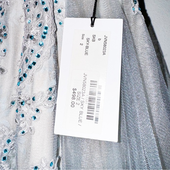 NWT Jovani Prom Dress - Size 2 - JVN by Jovani Gown - Light Blue Flowers - Picture 2 of 9